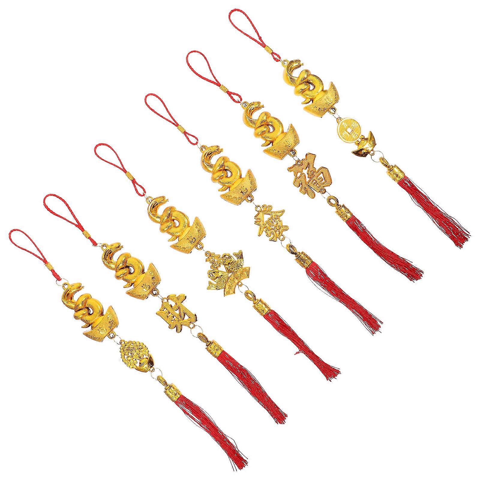 Snake Year Pendant 6Pcs Wealth Snake Charm Decorative Ornaments For Chinese New Year Multi Color Hanging Decorations