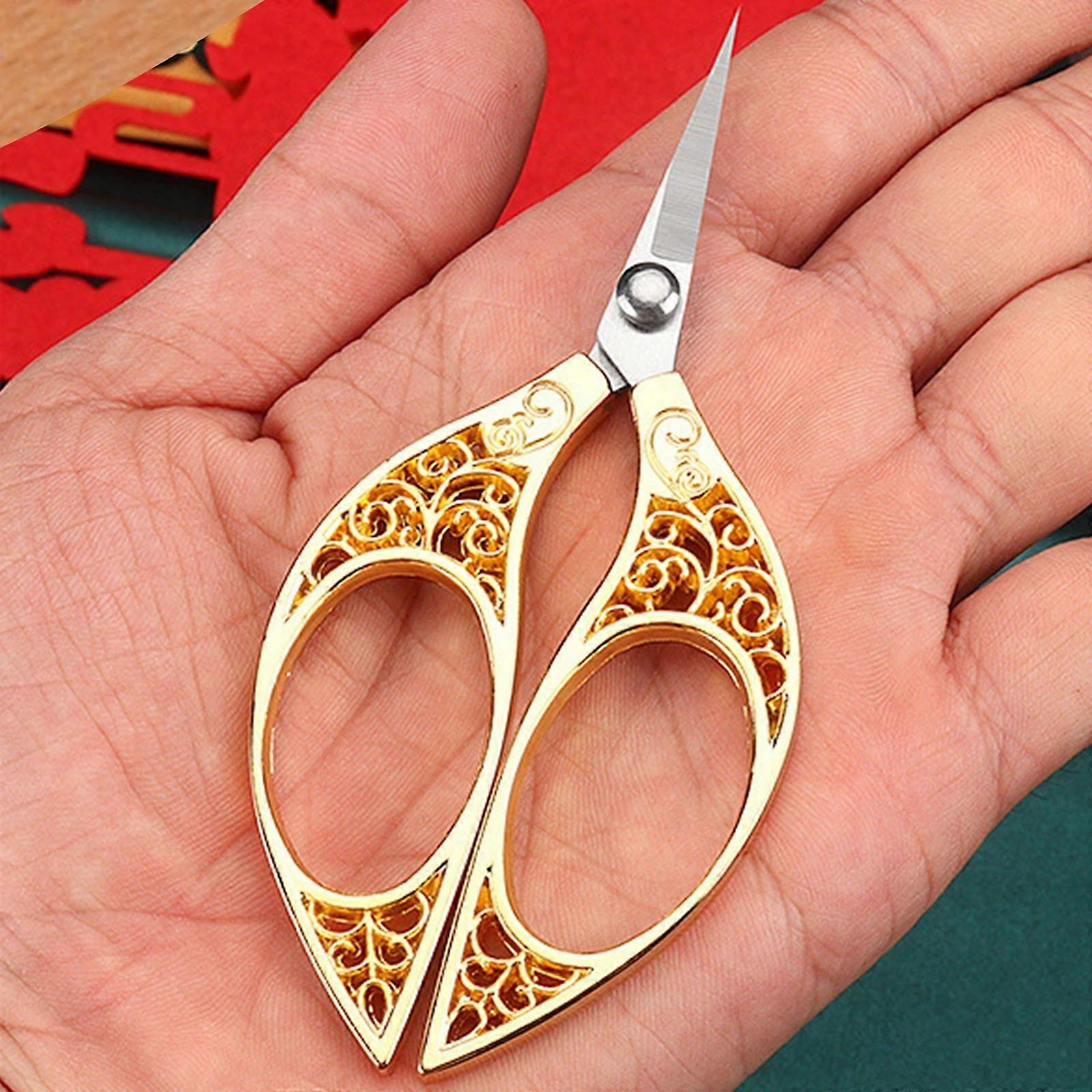 Begine Kitchen Scissors, All Purpose Retro Small Scissors Compatible with Thread, Tea, Office, Handmade, 1X Stainless Steel Scissors