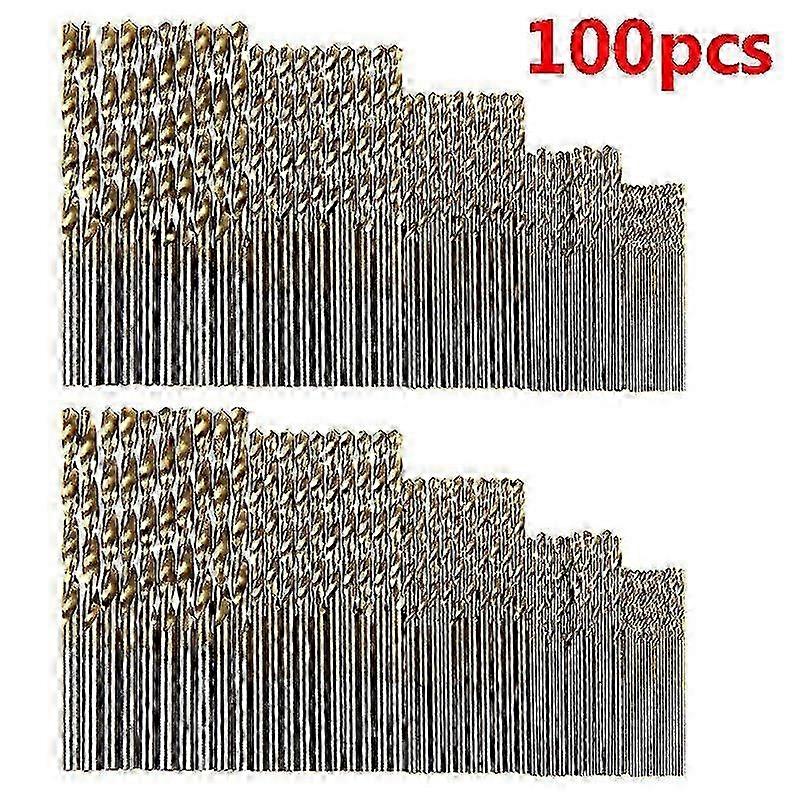 100/50pcs Titanium Coated HSS High Speed Steel Drill Bit Set Tool