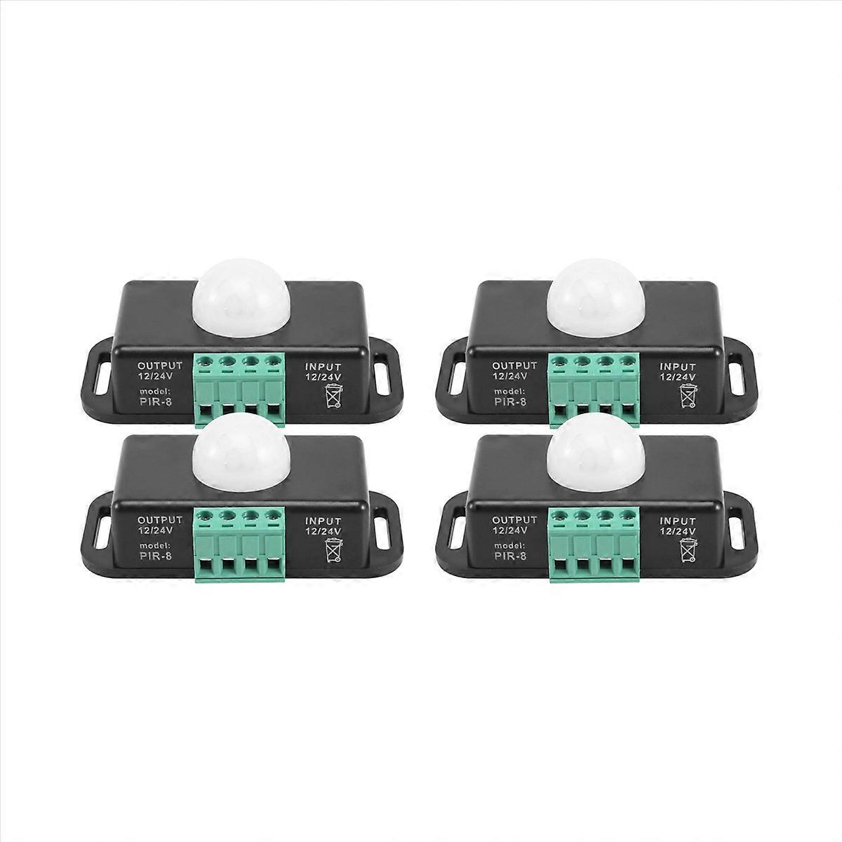 Motion Sensor Switch, 12V 24V PIR Sensor LED Switch Controller for Flexible LED Strips Light, 4 Pack