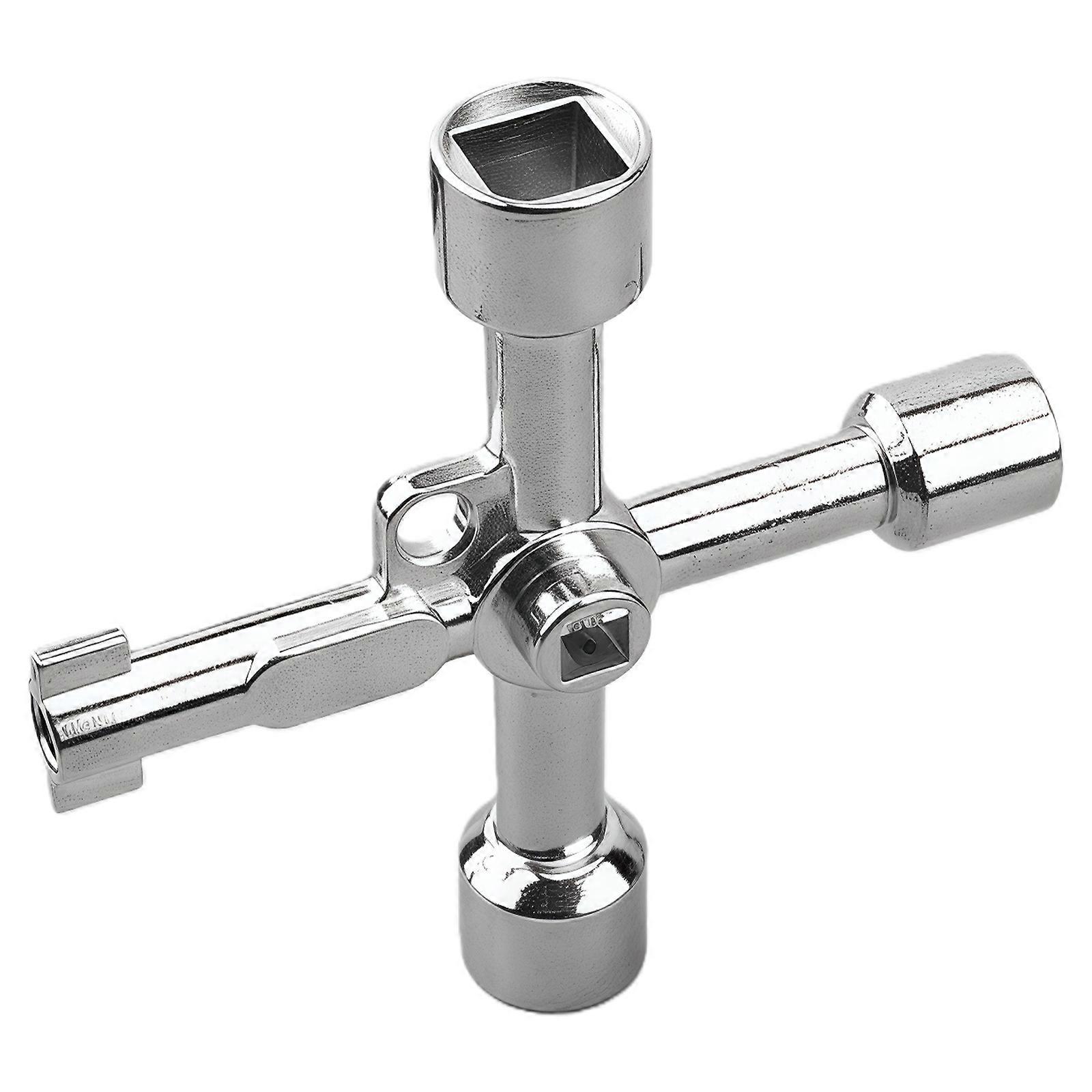 Triangular Key Tool Multifunctional 4 Way Triangle Wrench Key Professional for Train Electrical Elevator Cabinet  Silver