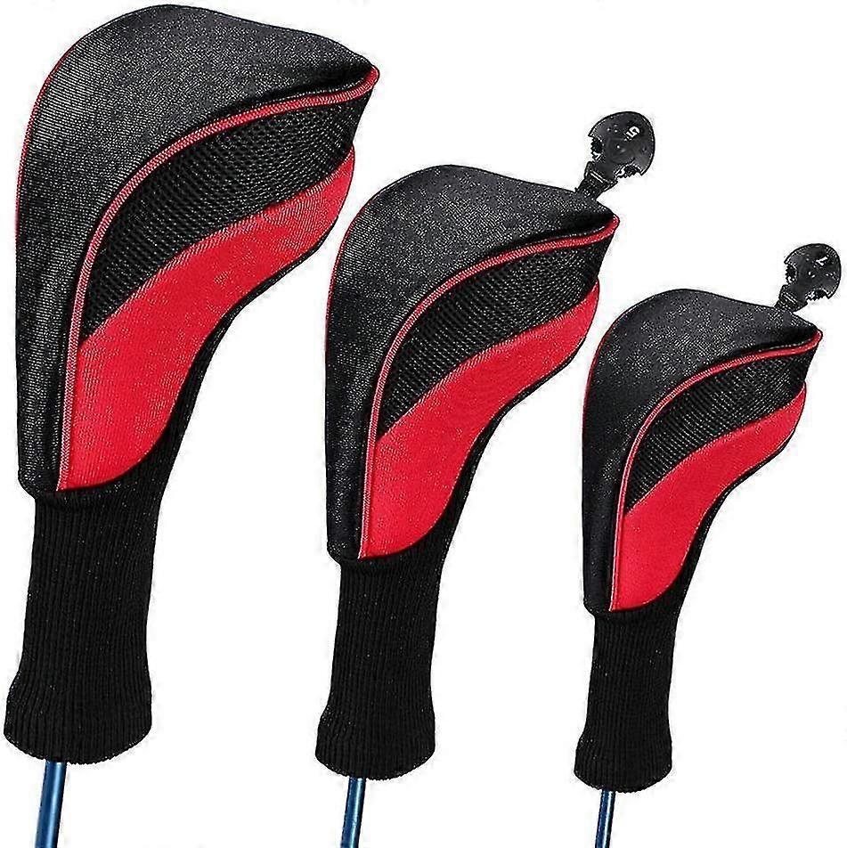 3 Pack Interchangeable Golf Wood Headcovers - Protective Club Cover Set
