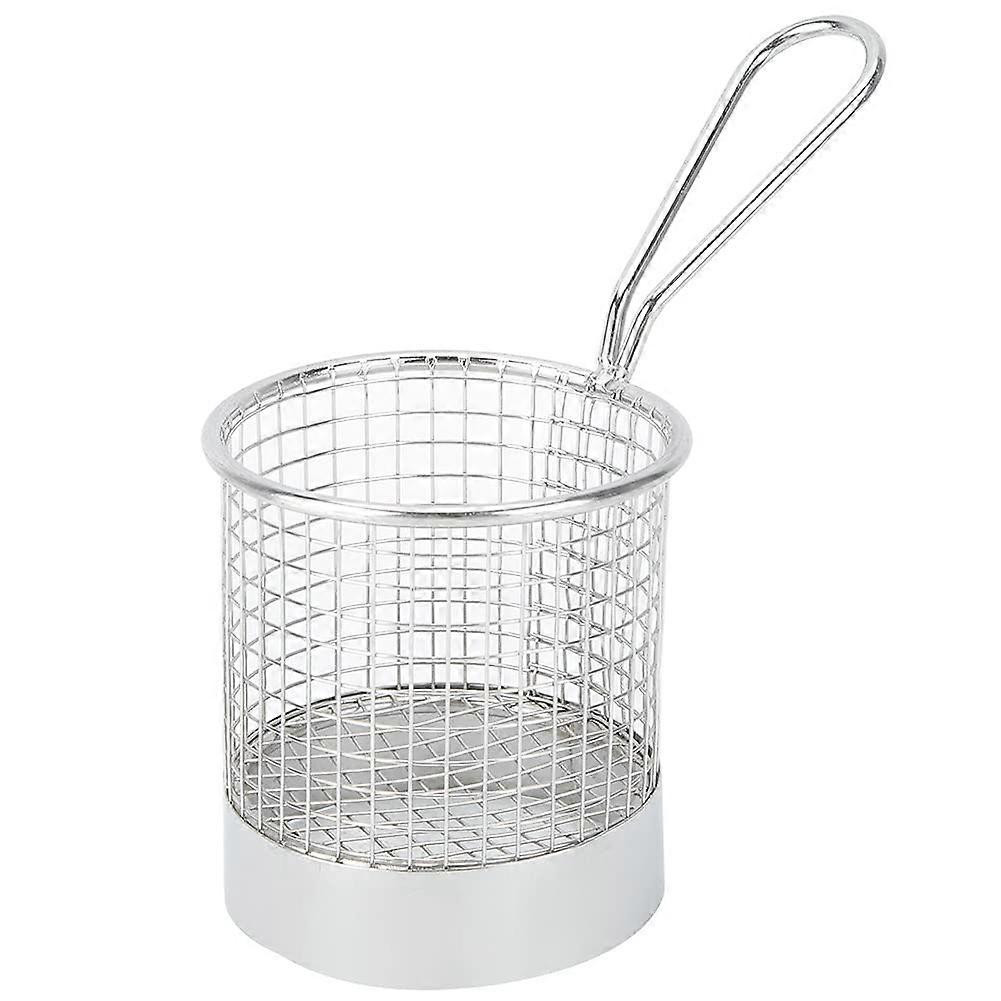 Stainless Steel Round Fry Basket with Handle, Durable Mesh for Fries Snacks and Restaurant Use