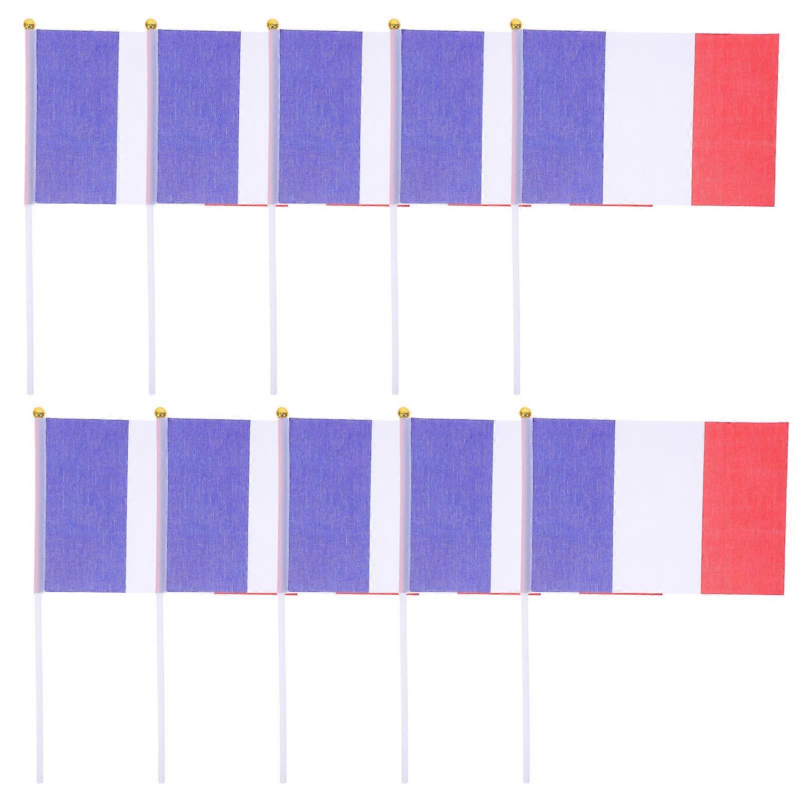 French Hand Waving Small Flags for Party 25Pcs Table Flag with Pole