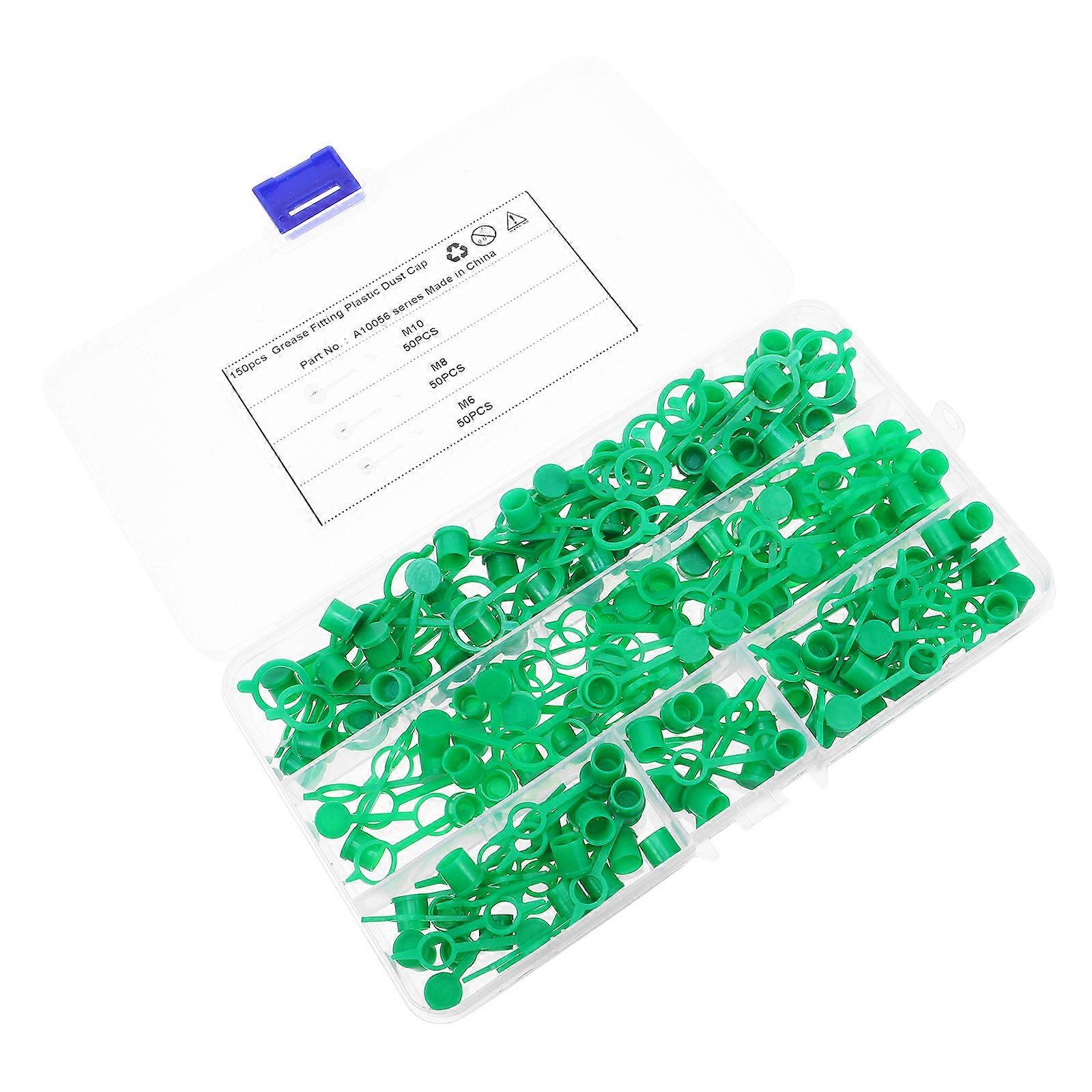 150Pcs Green Plastic Grease Fitting Caps for Dust Protection Use