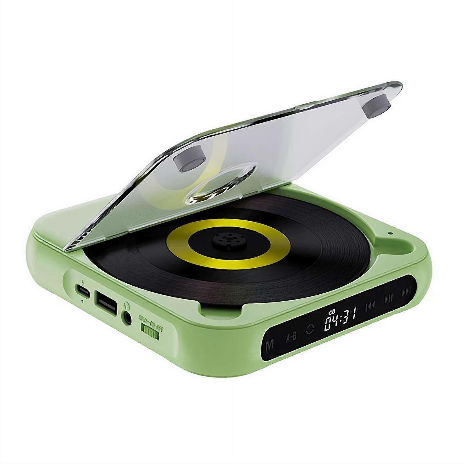 Portable CD Player Bluetooth 5.3, Desktop Retro CD Player, Rechargeable For Home/Car, Plays CD/CDR/CDRW/MP3, Green