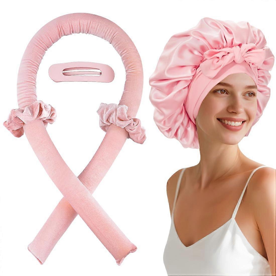 Heatless Hair Curler for Overnight Curls, Soft No Heat Curling Rod Set with Satin Bonnet