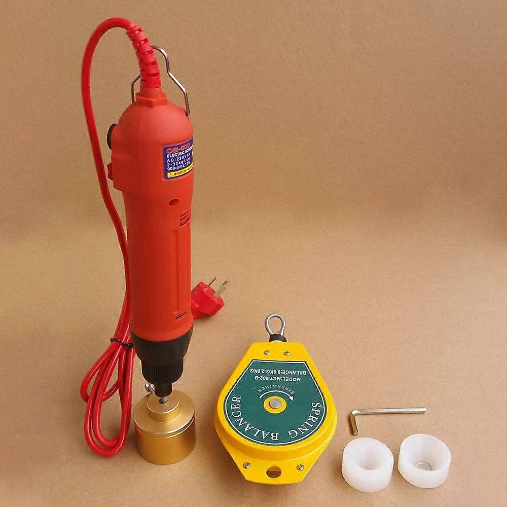 Electric Bottle Capping Machine with Adjustable Torque Control and Automatic Stop, Handheld 110V Red