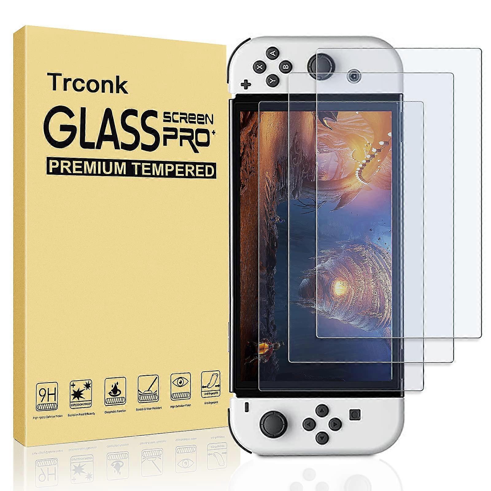 Screen Protector 3Pack Tempered Glass 7inch HD Clear 9H Scratch Resistant for Nintendo Switch OLED