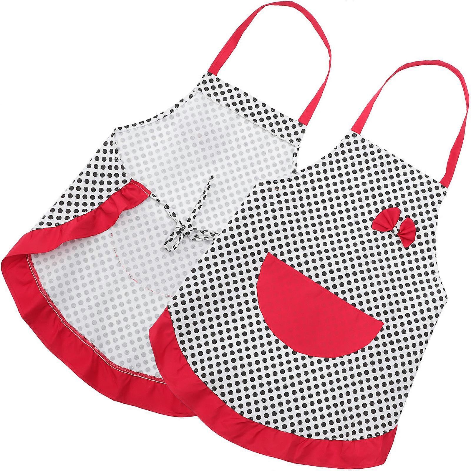 Bowknot Apron for Cooking with Pocket 2Pcs Halter-Neck Style