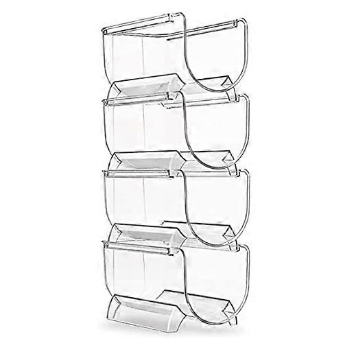 4Pcs Clear Stackable Wine Bottle Rack for Fridge Storage, SpaceSaving Water Bottle Organizer
