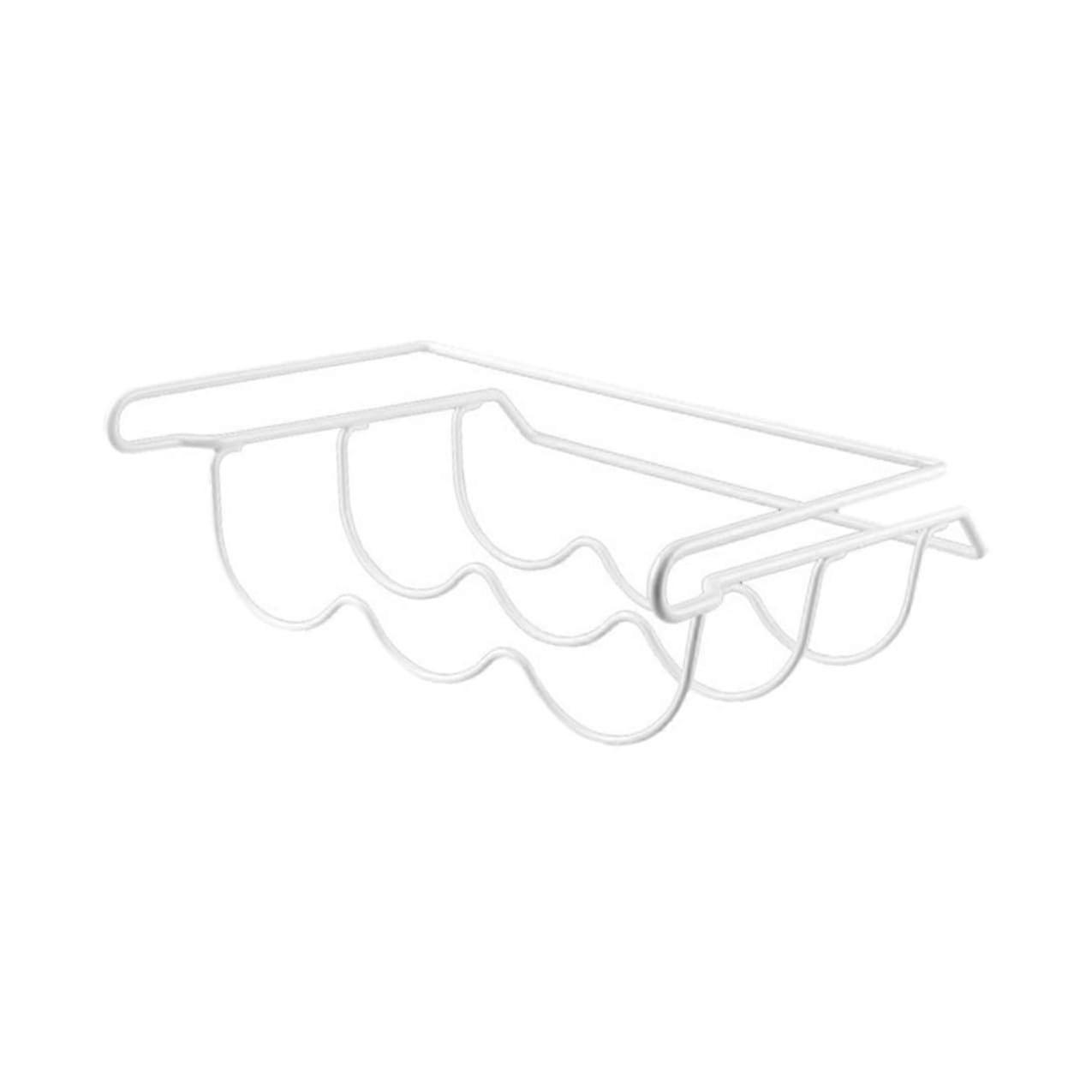 Fridge Bottle Organizer White Metal UnderShelf Wine Rack Space Saving Beverage Holder for Kitchen