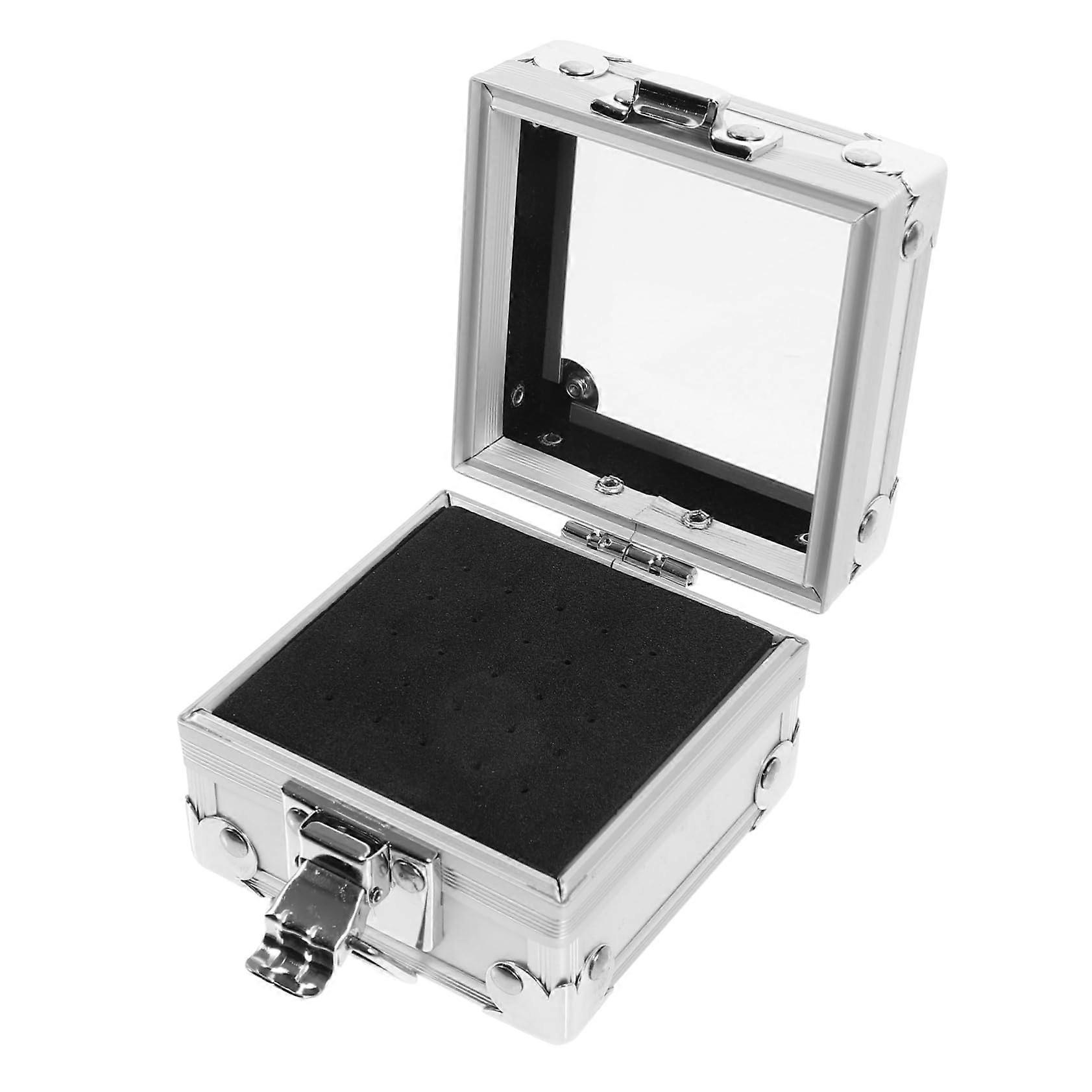 Nail Drill Bit Organizer with Dustproof Lid, Durable Metal Storage Case for Manicure Tools