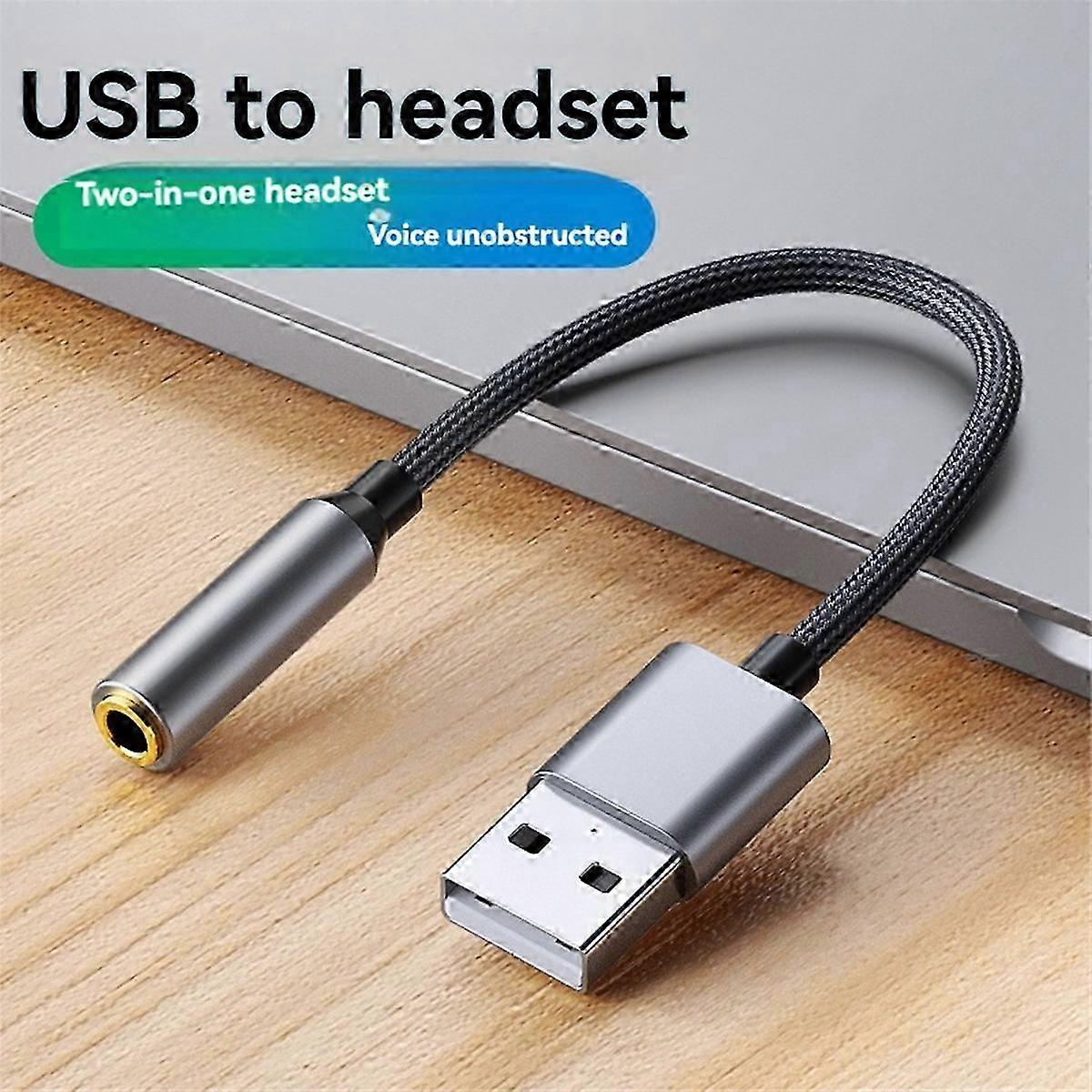 USB A to 3.5mm o Adapter for Headset External Sound Connection Silver&Gray