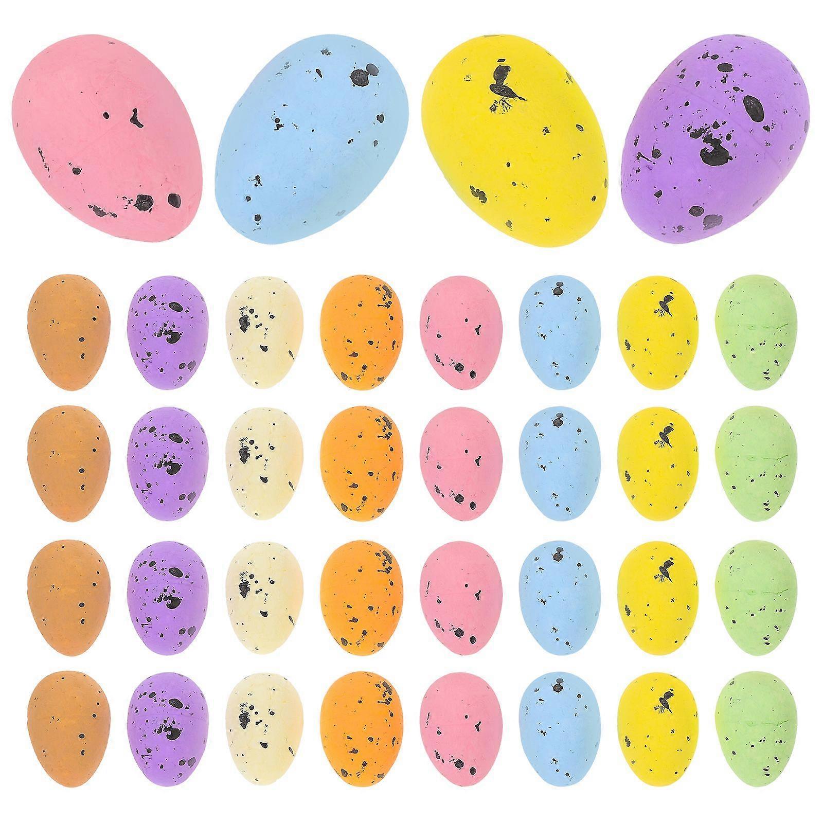 100pcs DIY Foams Easter Eggs Imitation Colorful Eggs Easter Stuffer Decorations 3cm