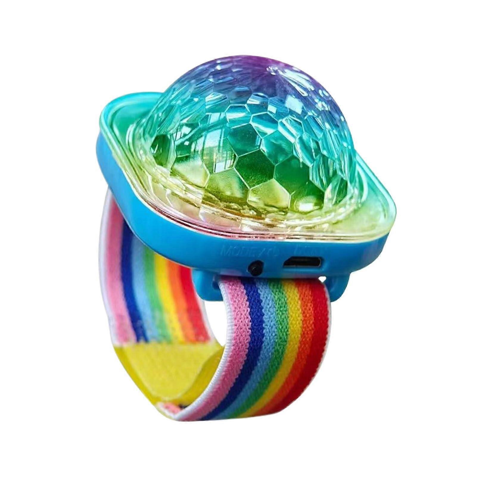 VoiceControlled Disco Party Wrist Light with Rainbow LED, MultiMode Effects and Suction Cup Mount, Blue