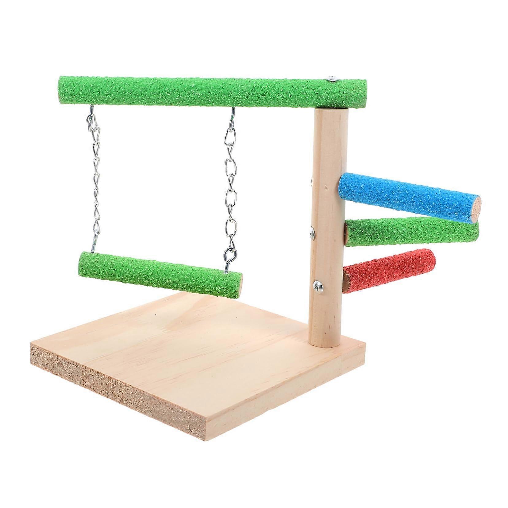 Parrot Perch Stand with Natural Wood Finish, Stable Base, Easy Cage Install, Table Use
