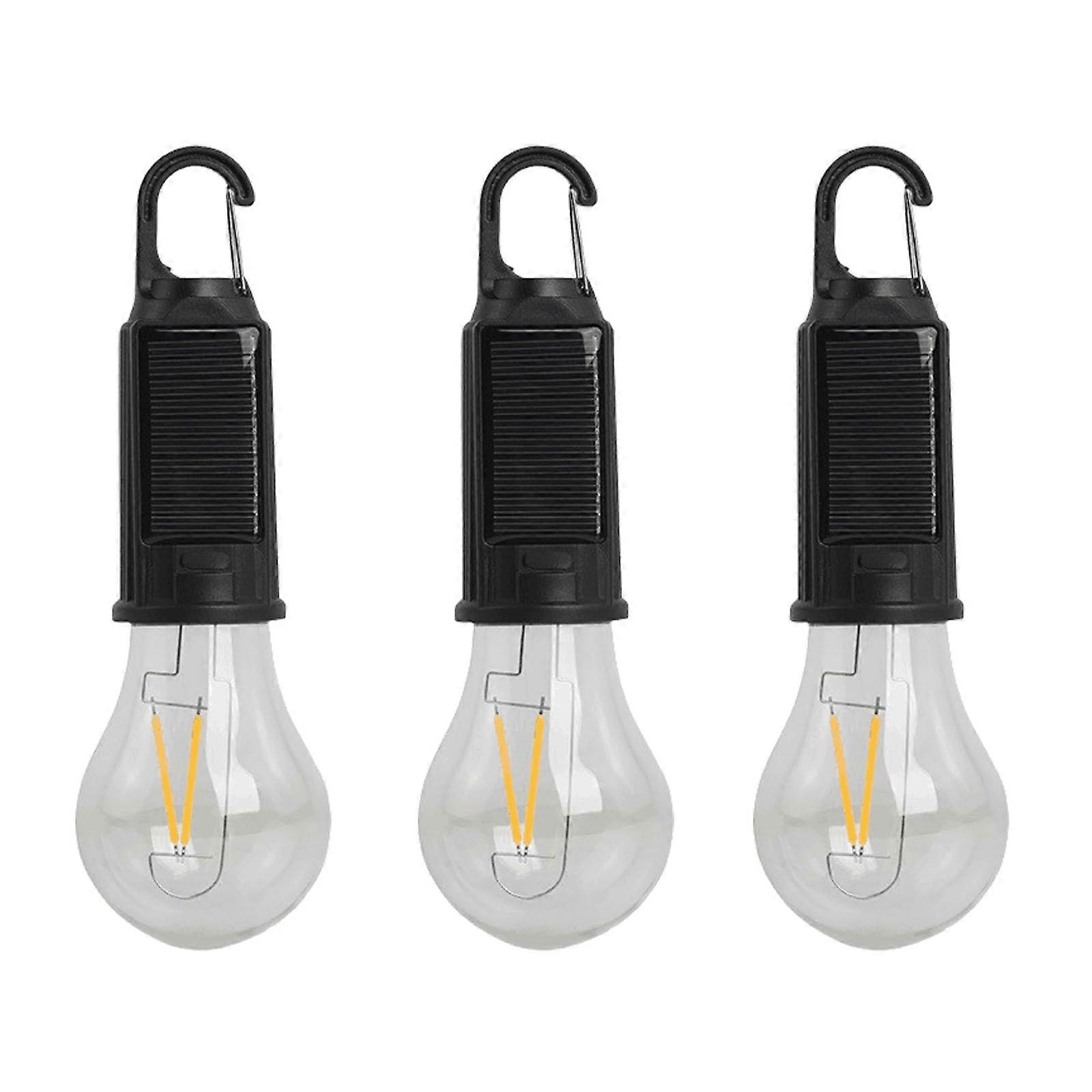 Solar Tent Light 3 Pack USB Solar Powered Rechargeable LED Lantern with 3 Modes and Hanging Hook