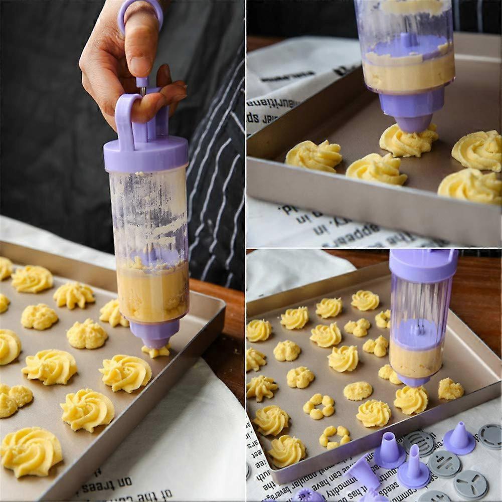 Cookie Press with Icing Tips, Biscuit Maker Kit with 10 Disks and 8 Decorating Nozzles for Baking Ref:5773