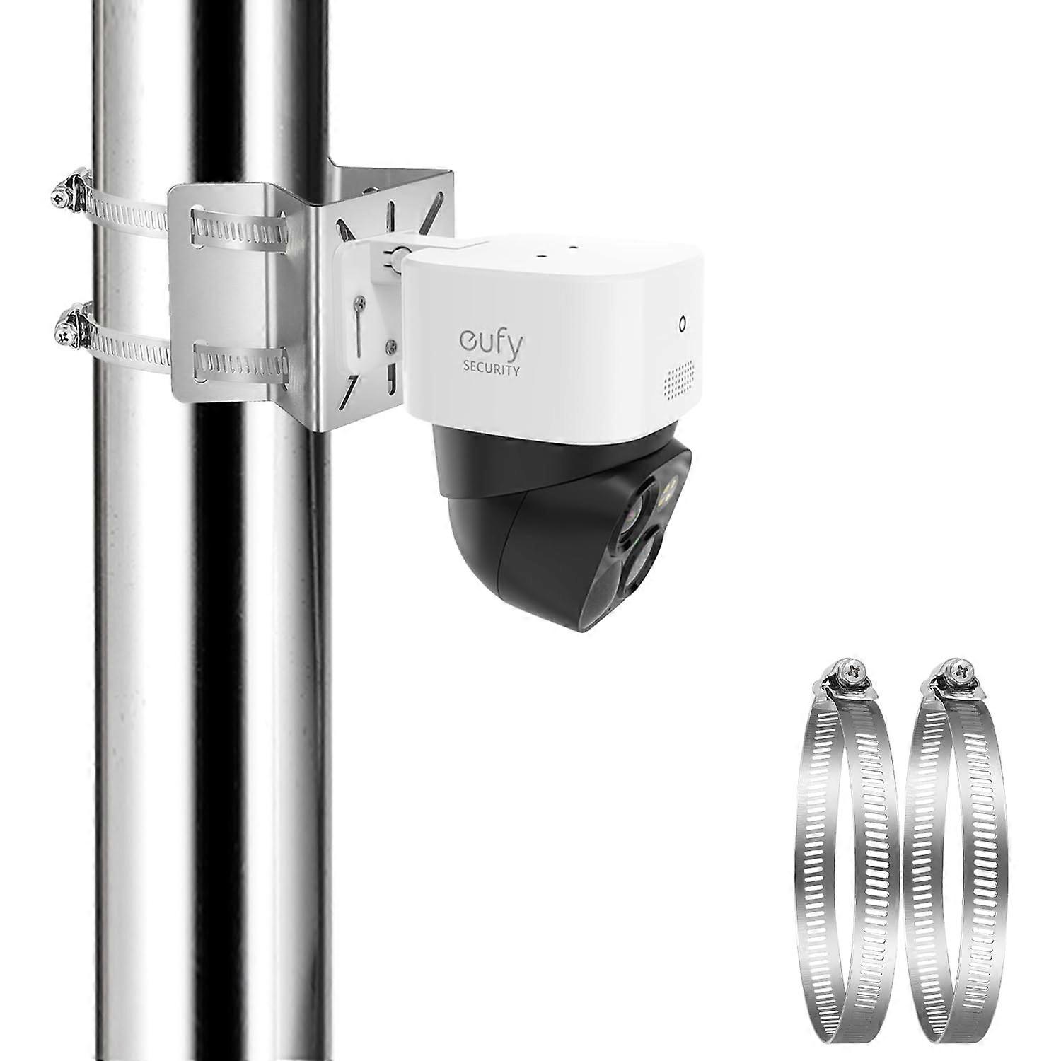 Security Camera Mount Pole and Corner Bracket for Eufy SoloCam S340 E30 S330, 360° Rotating Weatherproof Adjustable NoDrill, White 1Pack