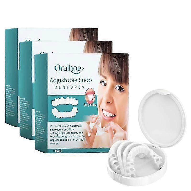 3x Snap On False Teeth Upper Lower Dental Veneers Dentures Tooth Cover Set