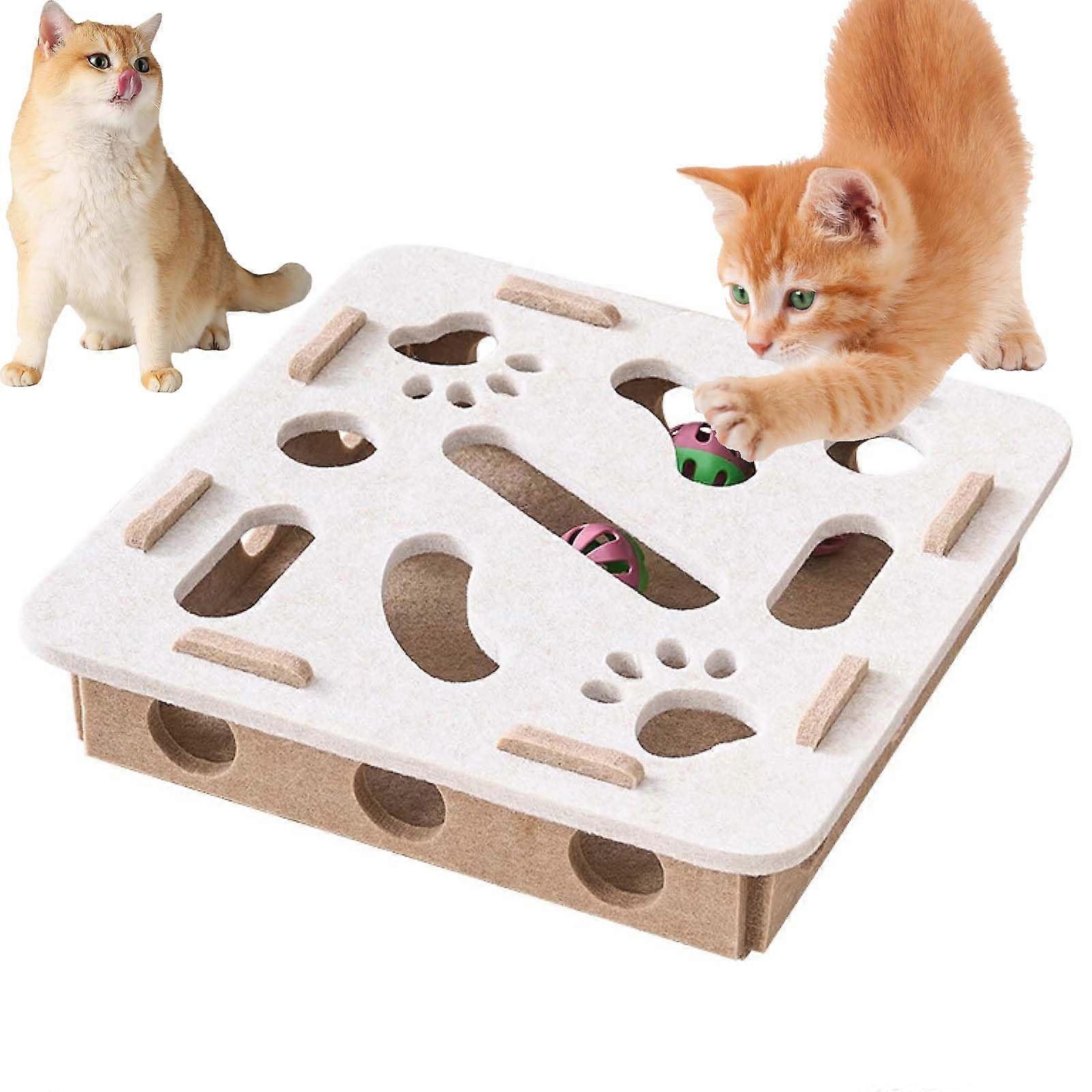 Interactive Cat Toy with Bell Ball, Durable Felt Scratcher, MultiSensory Play for Cats
