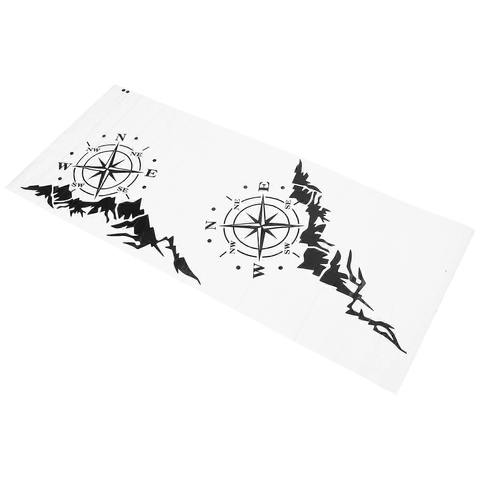 Mountain Stickers Car Sticker for Decor 8Pcs Compass Pattern Black PVC