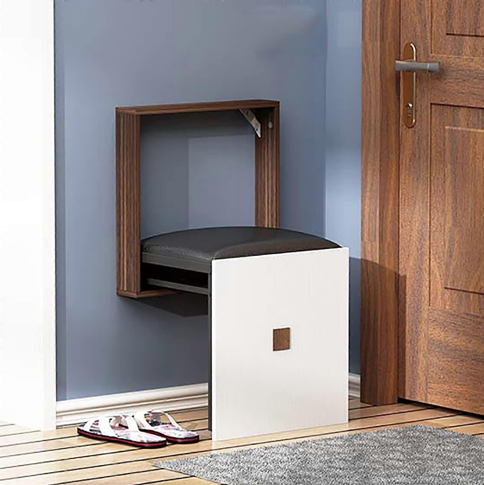 Wall Mounted Folding Shower Seat Solid Wood 300kg Load Waterproof Space Saving Bathroom Stool Brown