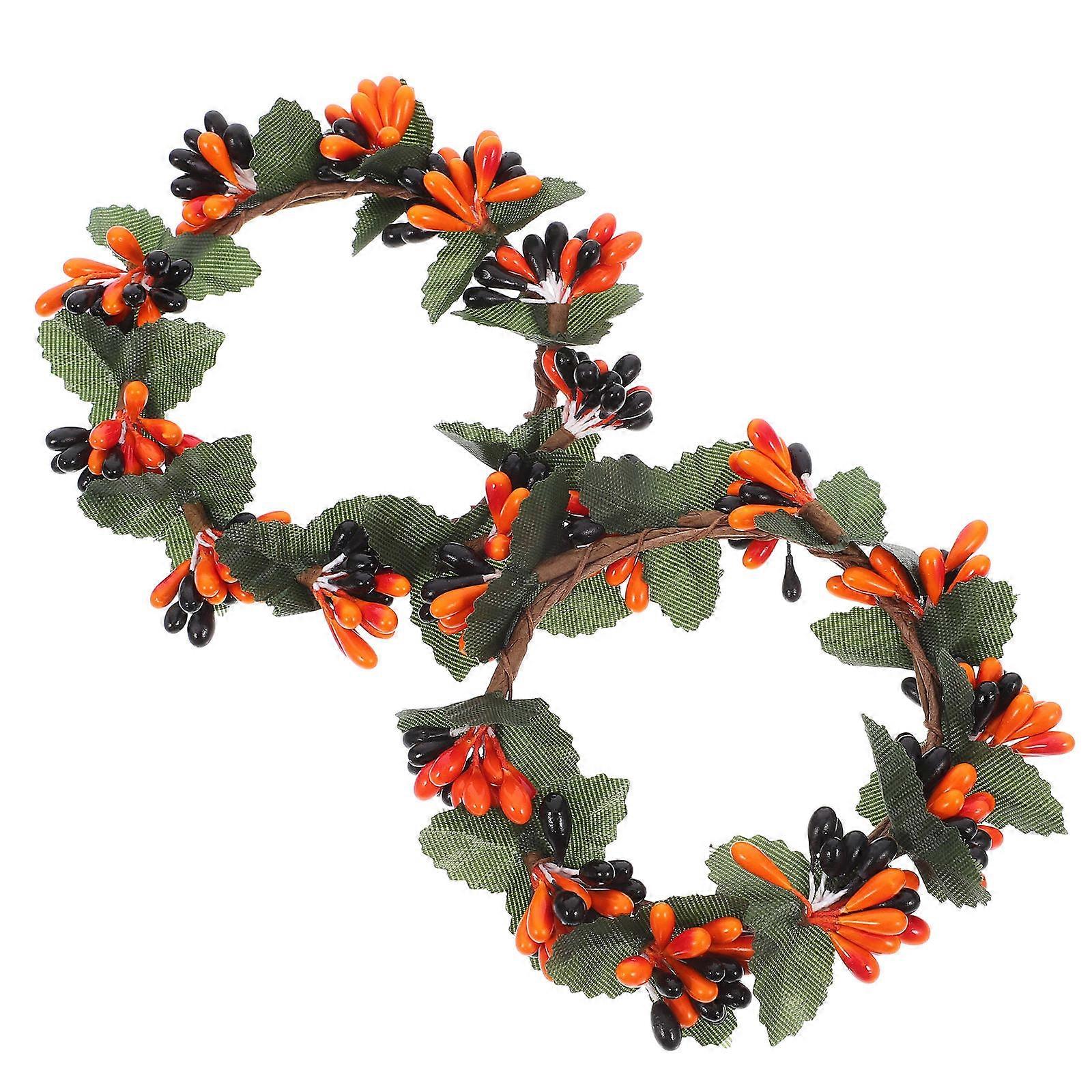 Simulation Candle Ring Candle Wreath for Decor 2Pcs Multi Material
