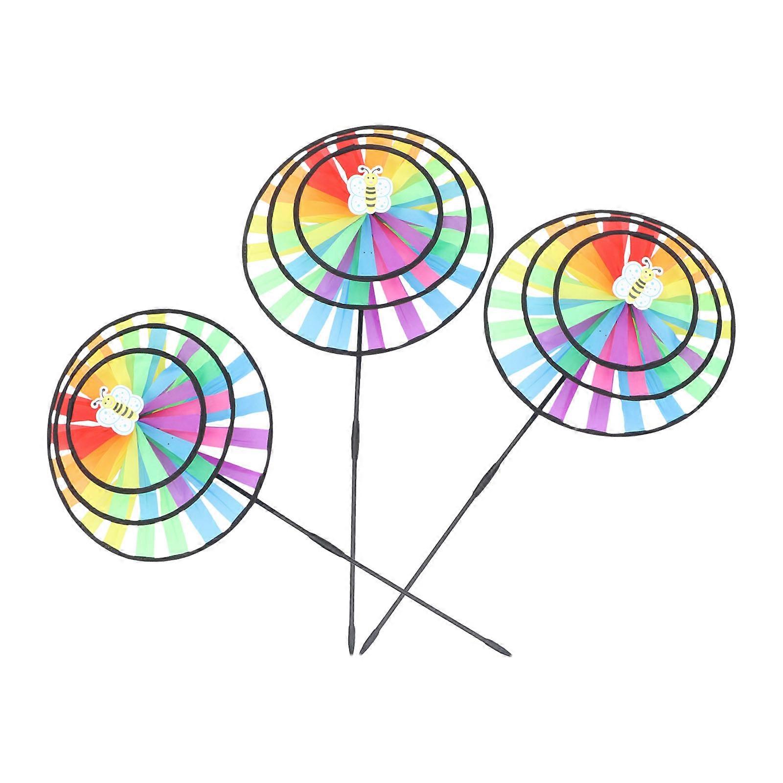 Wind Three-Layer Cloth Windmill Toy for Decoration 3Pcs