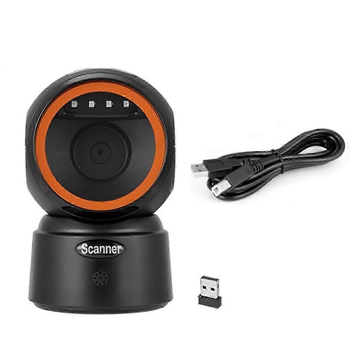 2D QR Barcode Scanner Wireless Bluetooth Hands-Free Omnidirectional USB Barcode Reader 1D QR Screen