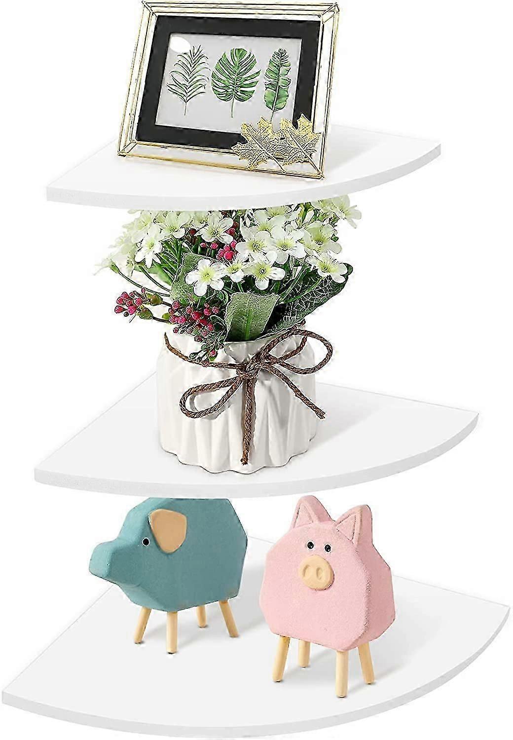 3 Pcs White Floating Wall Shelves PVC Set