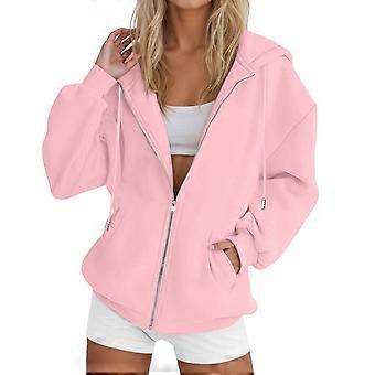 Sudaderas con capucha para mujer, chaqueta con cremallera, sudadera informal de manga larga para otoño e invierno, sudadera con capucha con cremallera para mujer, Z01 rosa, 3XL