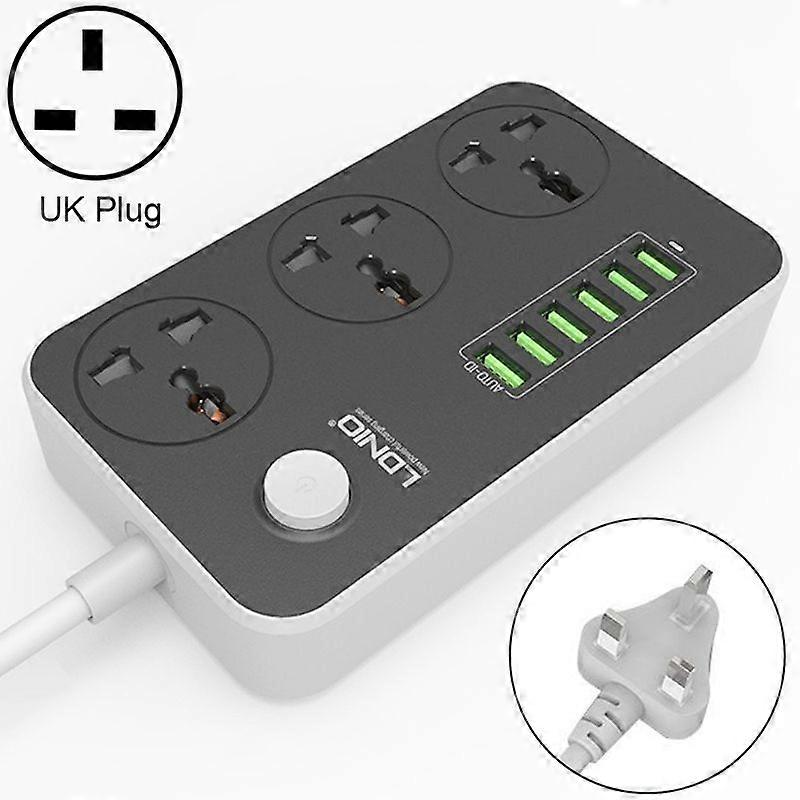 6 x USB Ports Multi-function Travel Home Office Socket, Cable Length: 2m, UK Plug