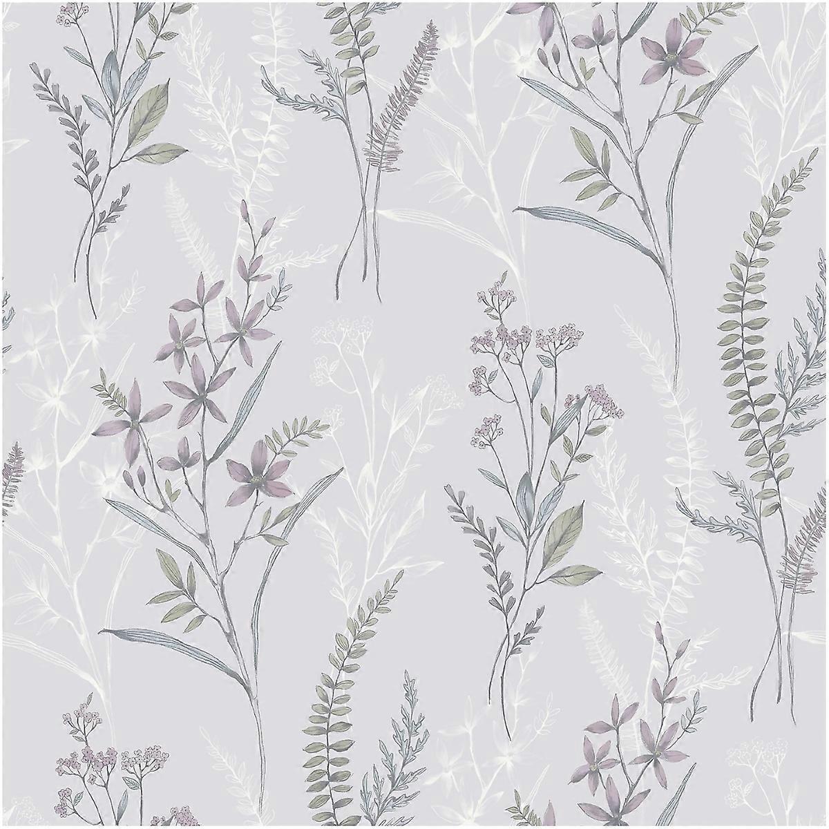 Light Grey Jasmine Mauve Wallpaper