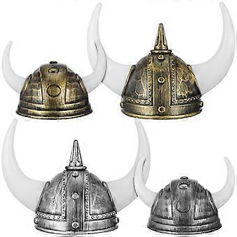 4-delige Vikinghelm: Decoratieve middeleeuwse hoed met hoorn voor Halloween cosplay en festivalfeesten - Comfortabel feestaccessoire