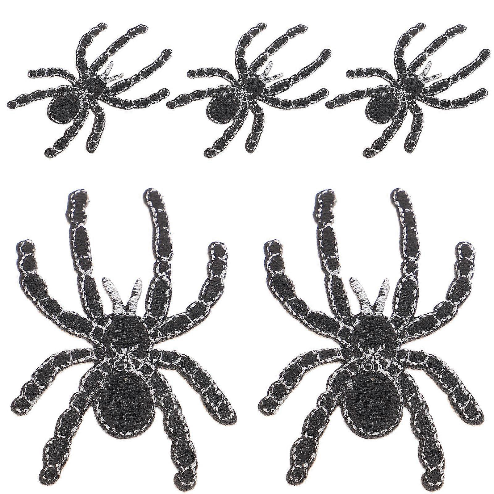 Spider Patch Embroidered Patch for Clothes Decor 5Pcs Black Fabric Sew on