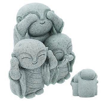 Aquarium Decoration Minimalist Stone Buddha Figurines for in Grey Sandstone