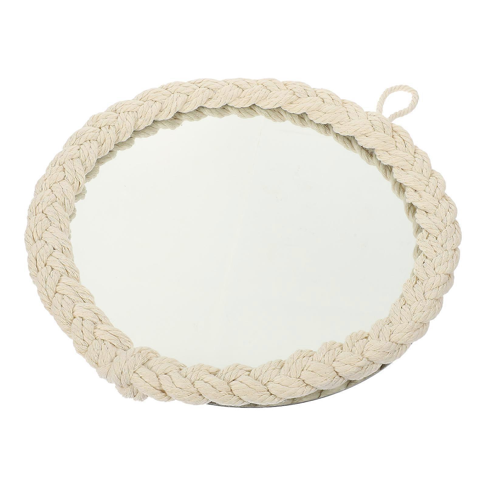 Macrame Hanging Mirror Decorative Mirror for Reflection White