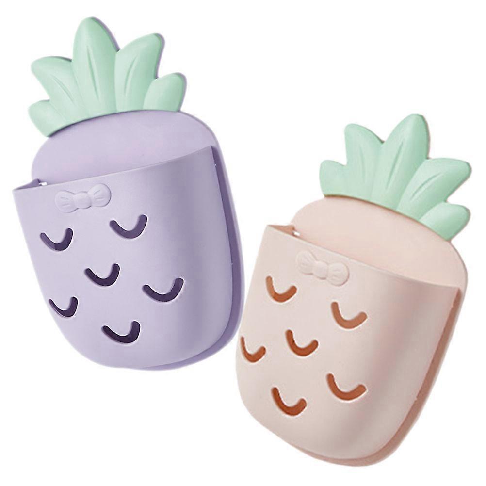 Wall Mounted Storage Holder for Toothbrush with Pineapple Design 8Pcs