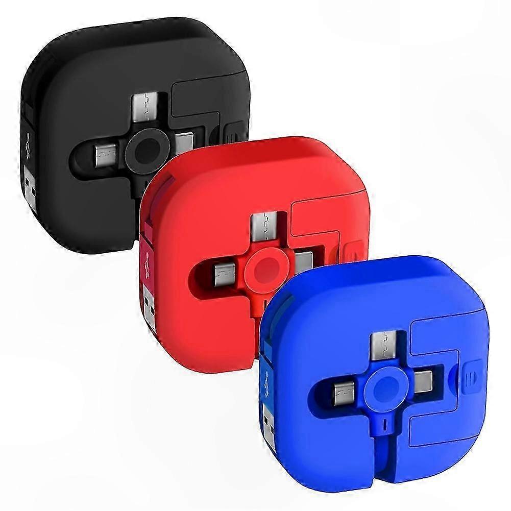 3-in-1 Retractable Charging Cable Kit, 3-Pack Multi-Function Data Lines for Fast Charging and Data Transfer