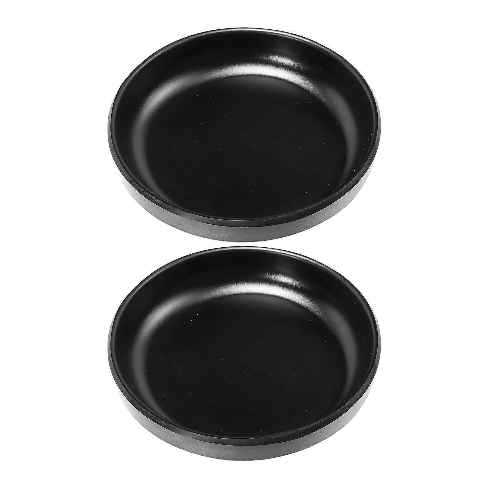 Dining Tableware Round Plate Tray for Serving 2Pcs Black Dinner Dishes