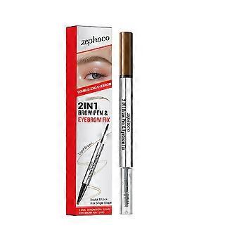 zephoco 2-In-1 Shaping Eyebrow Pencil (Light Brown) - Creates A Thick, Defined Eyebrow With Good Color Retention And Smooth Application, Creating A Na