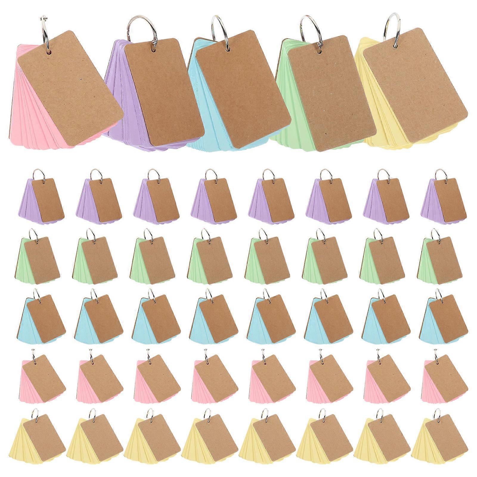 Flash Cards Ring Binder for Writing Assorted Color 5 Books Set
