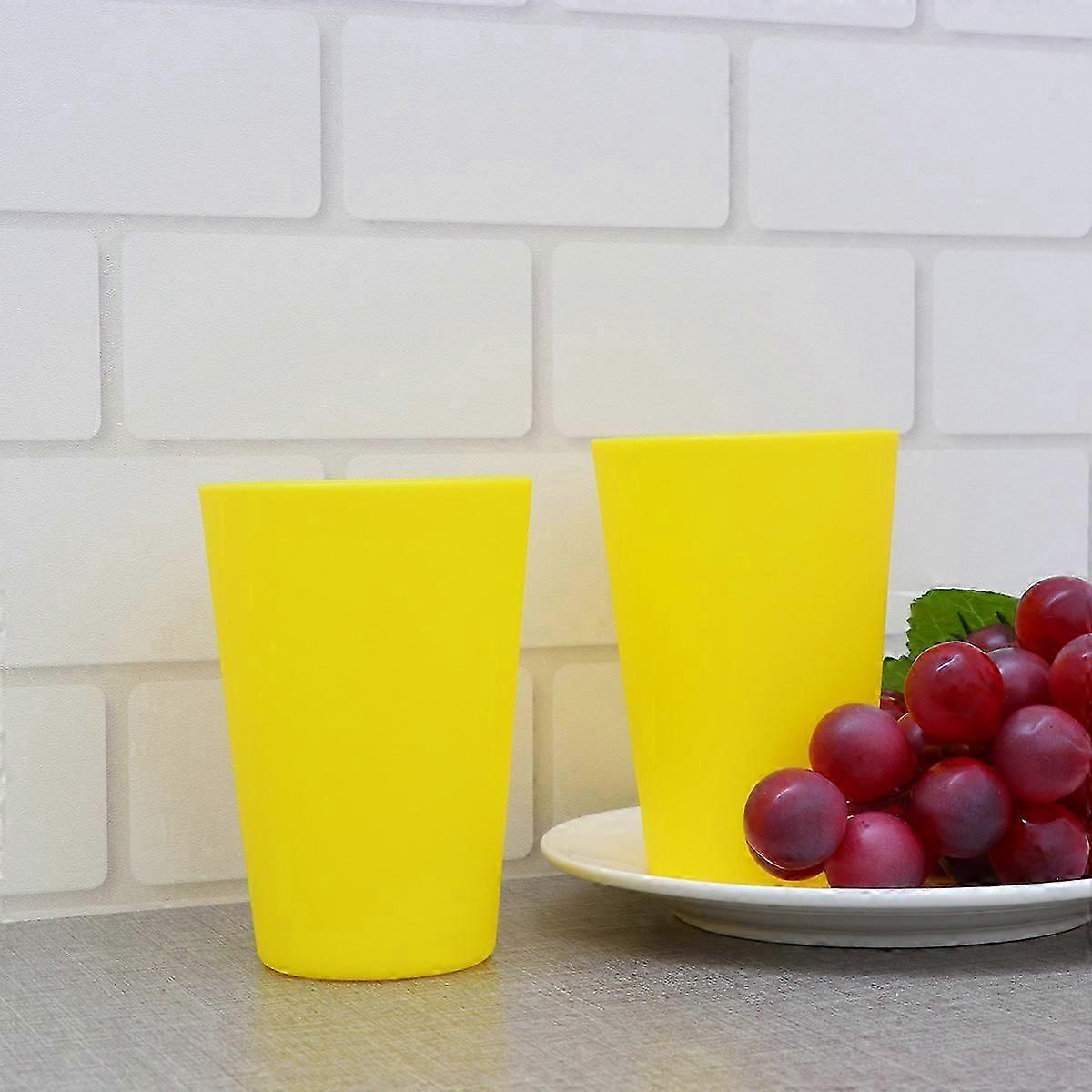 Plastic Drinking Cup Set for Party Use 12Pcs Yellow Frosted Stackable Cups