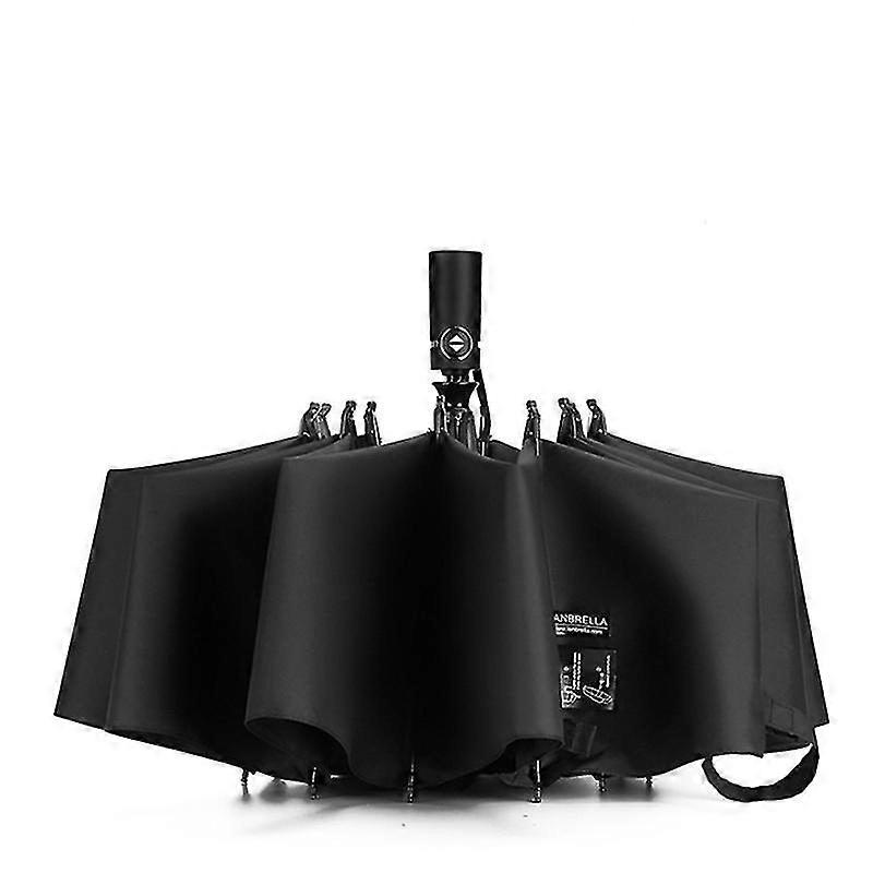 Solid Color Tri-fold Reverse Umbrella - Automatic Open/Close, Windproof & Waterproof, Compact Travel Design