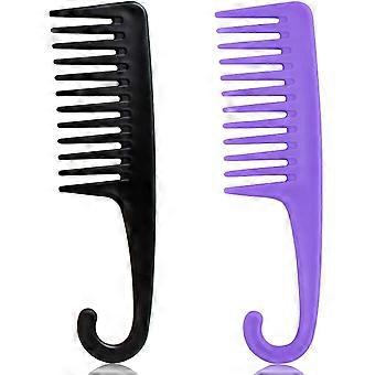 2PCS Stor Bredtandad Kam, Duschkammar med Krok kompatibel Vått Lockigt Hår, Premium Big Hair Brush Kammar för att reda ut lockar, Conair Kvinnor Detangler C