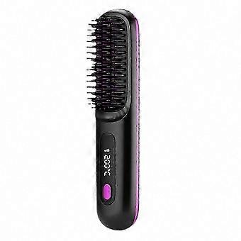 Brosse lissante portable rechargeable par USB, peigne lissant sans fil avec écran LED et revêtement en céramique, technologie ionique ZZ60 - Nouveauté S07
