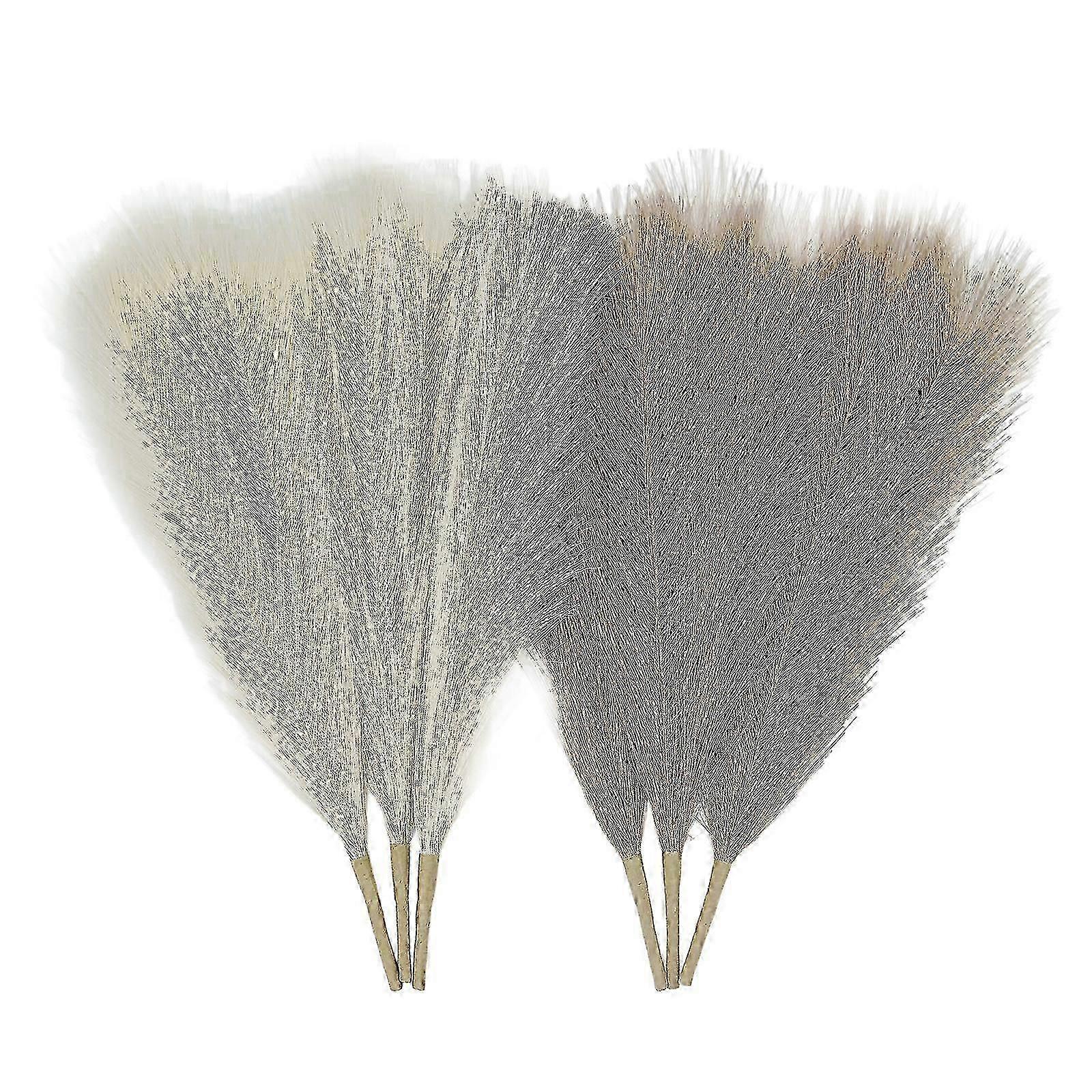 Artificial Pampas Grass 3 Stems Light Coffee & 3 Stems Beige