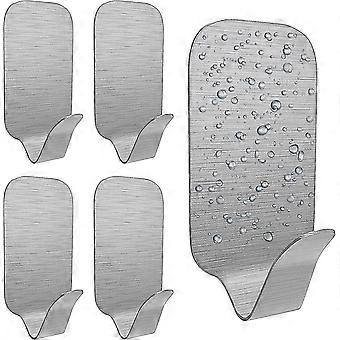 Heavy Duty Self Adhesive Hooks Pack Of 8 Rustproof Adhesive Wall Hook, Waterproof Wall Hooks For Hanging Towel, Robe, Coat, Bags, Keys(silver)